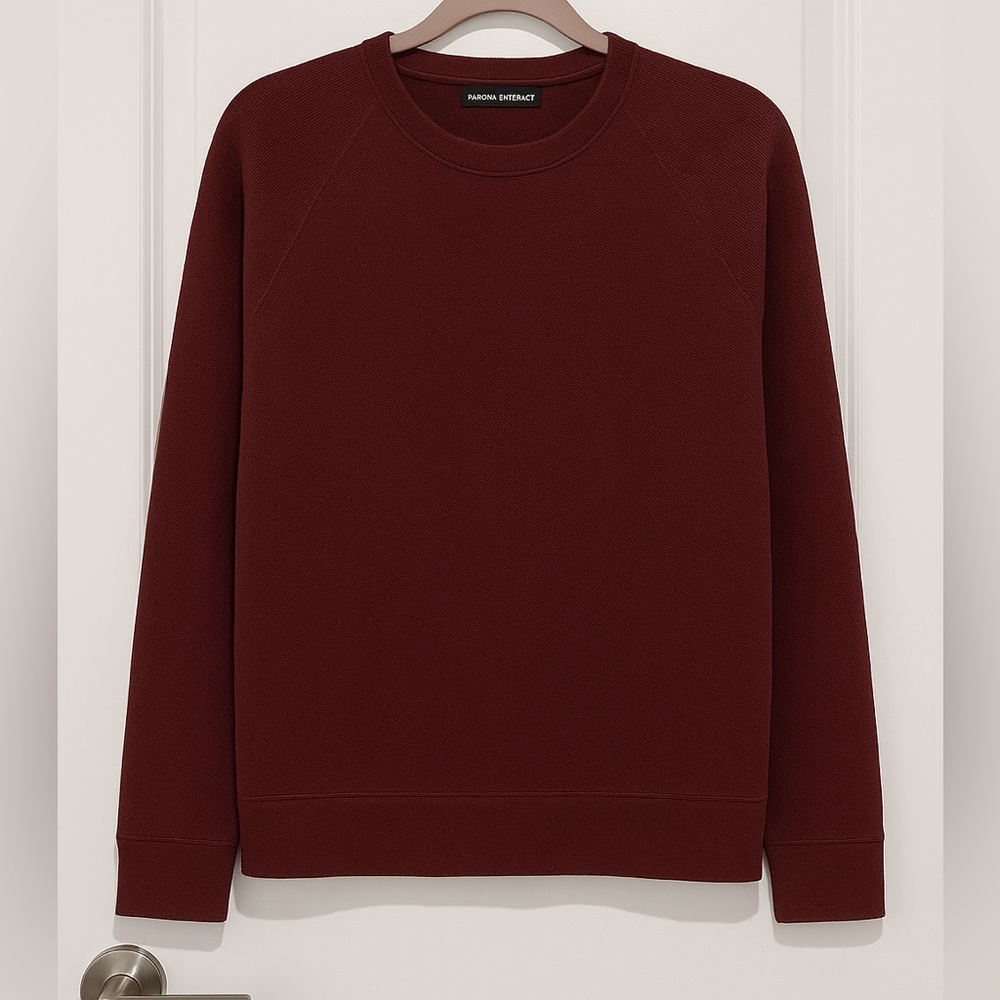 Banana Republic Men’s Waffle-Knit Crewneck Sweater – Maroon, Size M